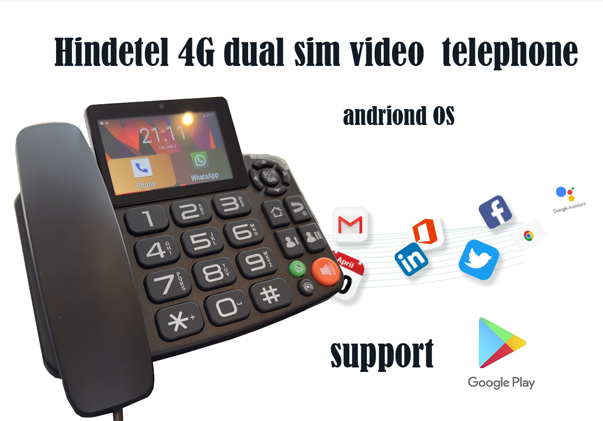 Hindetel H1 Pro スマート 4G 固定ワイヤレス 固定電話 Google Play 3G+32G Android 9.0 多言語 IOT リモートコントロール 自宅 ホテル オフィス用