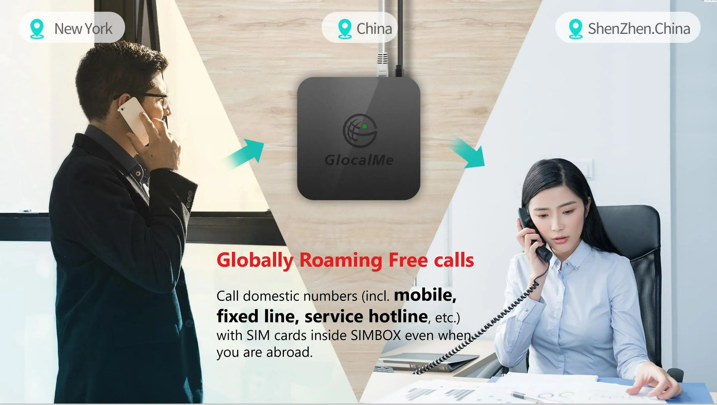 Glocalme Call Multi SIM Dual Standby worldwide 4G SIMBOX for iOS & Android No Need Carry WiFi / Data Make Call &SMS