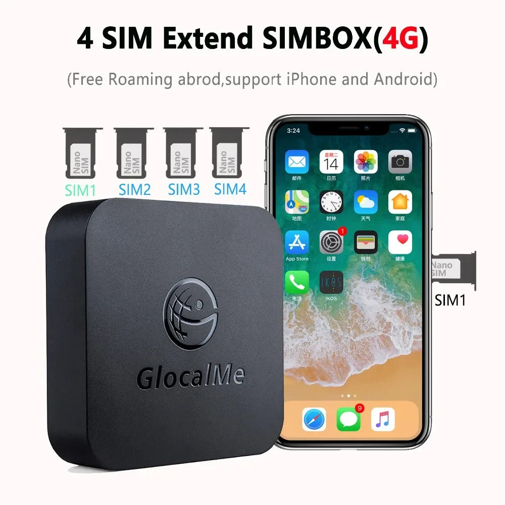 Glocalme Call Multi SIM Dual Standby worldwide 4G SIMBOX for iOS & Android No Need Carry WiFi / Data Make Call &SMS