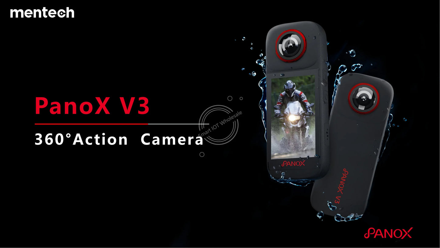 PanoX V3 360°Action Camera IPX8 Waterproof 1600mAh Replaceable Battery 5.7K Loop Recording 12K HDR 360°Photo