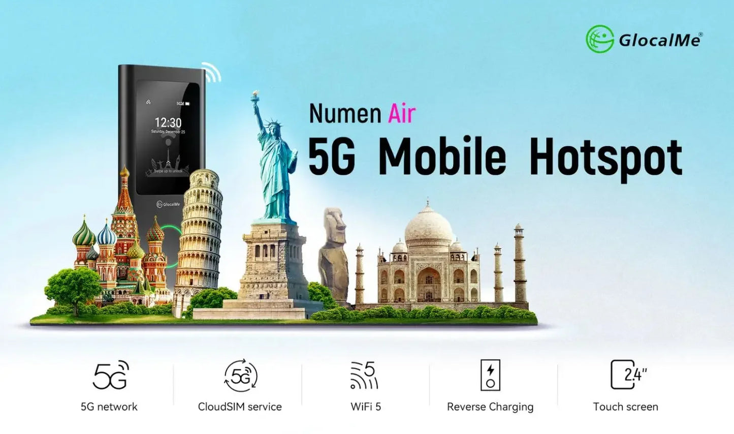 GlocalMe U50 Numen Air 5G Global cloudsim Router High Speed Portable Router WiFi Hotspot business travel network data