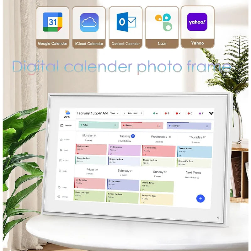 Hindetel 10 inch Digital photo Calendar & Chore Chart Family Schedules digital frame