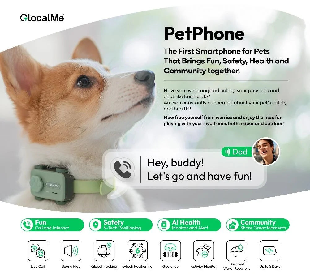 Glocalme Pet gps tracker pet phone Global tracking electronic fence