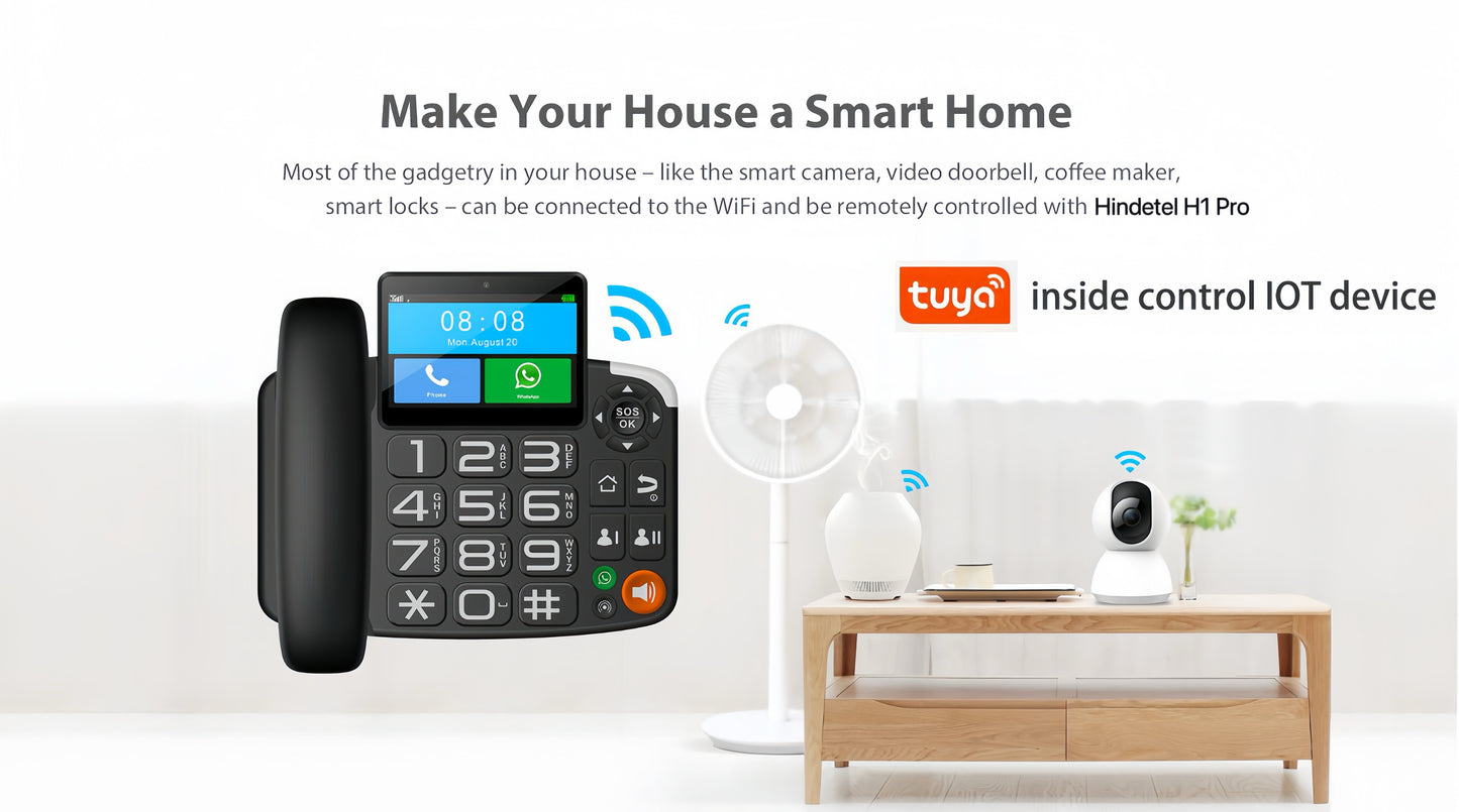 Hindetel H1 Pro スマート 4G 固定ワイヤレス 固定電話 Google Play 3G+32G Android 9.0 多言語 IOT リモートコントロール 自宅 ホテル オフィス用