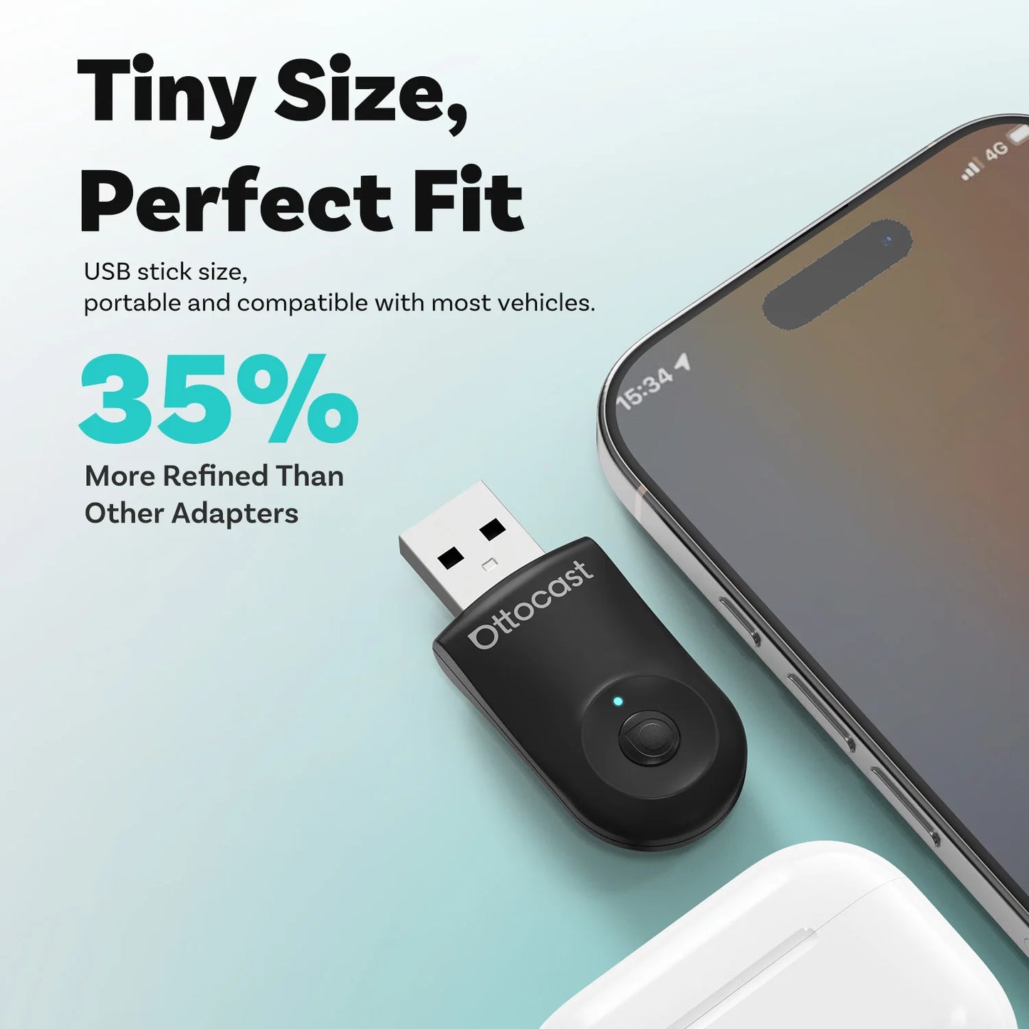 Mini 2-in-1 Wireless CarPlay Android Auto Adapter with One-Key Disconnect, 5GHz WiFi Plug&Play Fast Connect USB Dongle