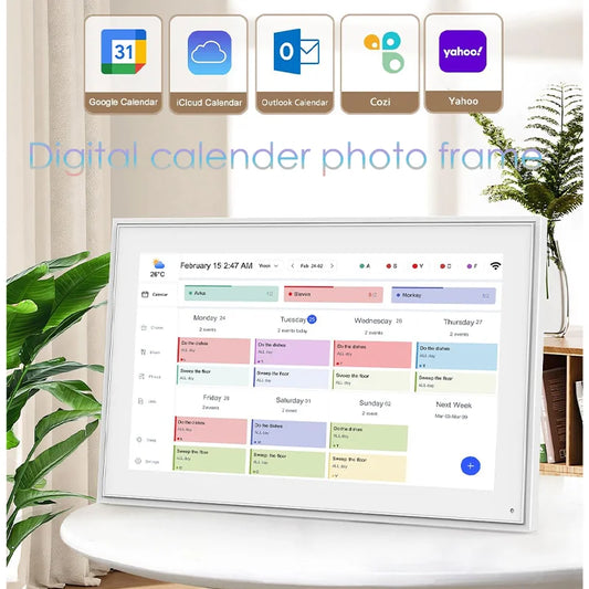 Hindetel 10 inch Digital photo Calendar & Chore Chart  Smart Touchscreen Interactive Display for Family Schedules digital frame