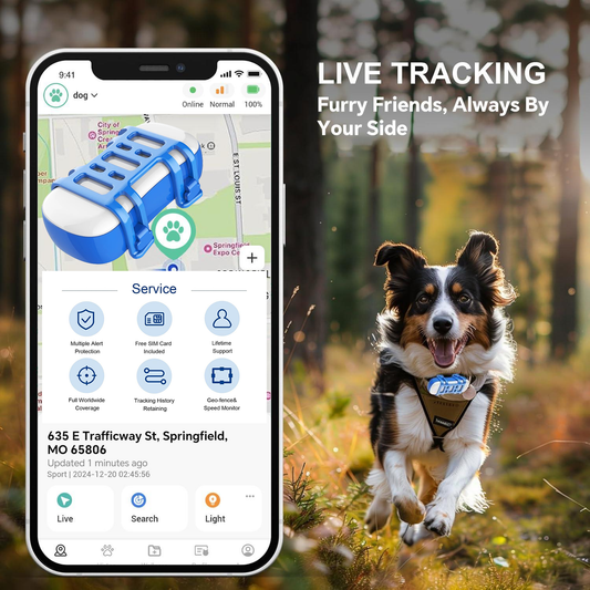 GPSHindetel 4G esim pet tracker for Dogs, cat Pet GPS Location, Unlimited Range, Waterproof, Smart Pet Activity Tracke